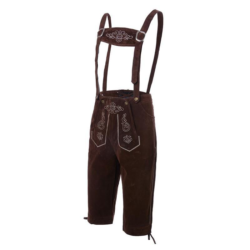 Mens Oktoberfest Costume Munich Beer Festival Overalls Brown Black Suspender Outfit