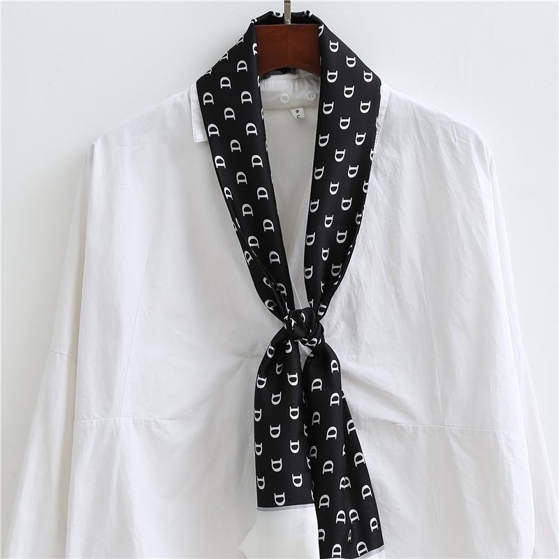 Korean Version of Spring and Summer Long Silk Scarves, Small Scarves, Scarves, Women's Versatile Printing Thin and Narrow Headbands Are Very Good Yao