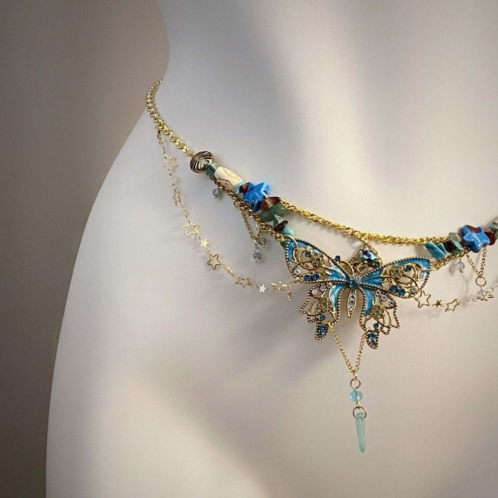 Waist Chains Butterfly Elegant Belly Chain Fashion Advanced Waist Accessory Versatile Hip Chain for Women