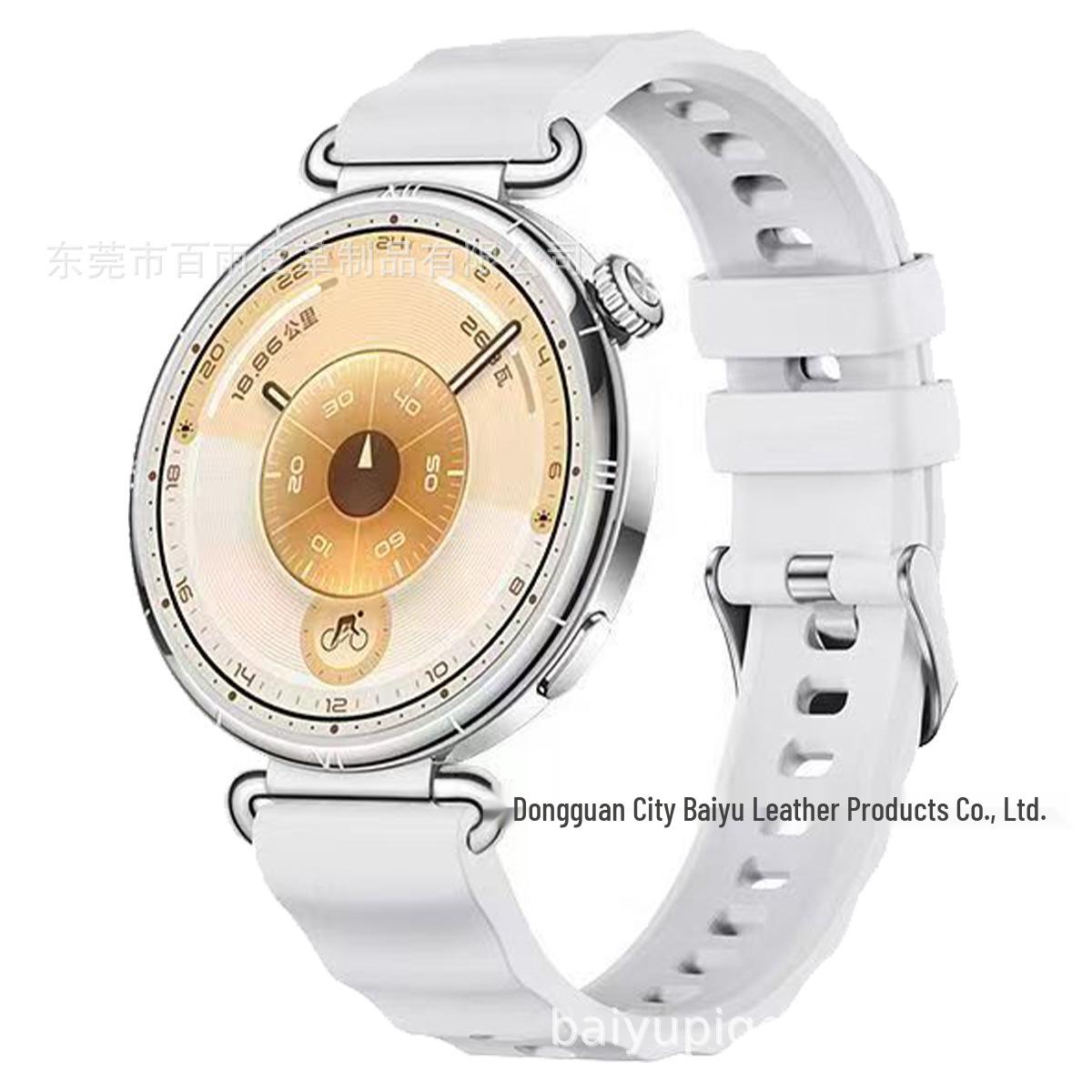 Compatible with Huawei GT6: Wave Silicone Silver Buckle Women s 18mm Watch Strap 18mm белый