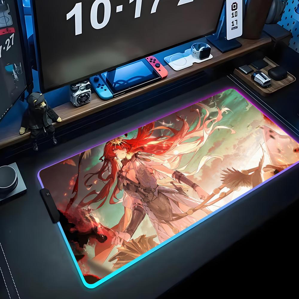 augusta wuwa Mouse Pad RGB Gaming Mousepad Big LED Pad PC Desk Mat Luminous Mouse Pad Large Keyboard Mats Table Rug With Backlit