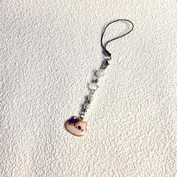 Lovely Cat Phone Charm Pendant Creative Creative Animal Keychain Phone Accessory Trendy Beaded Charm for Stylish Women