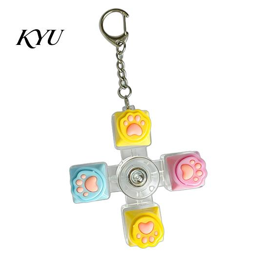 Glowing Fidget Spinner 4-Keys Keyboard Toy, LED Light-up with Office Desk Gadget Keychain, Stress Relief Push Button Finger Clicker Pendant Toy
