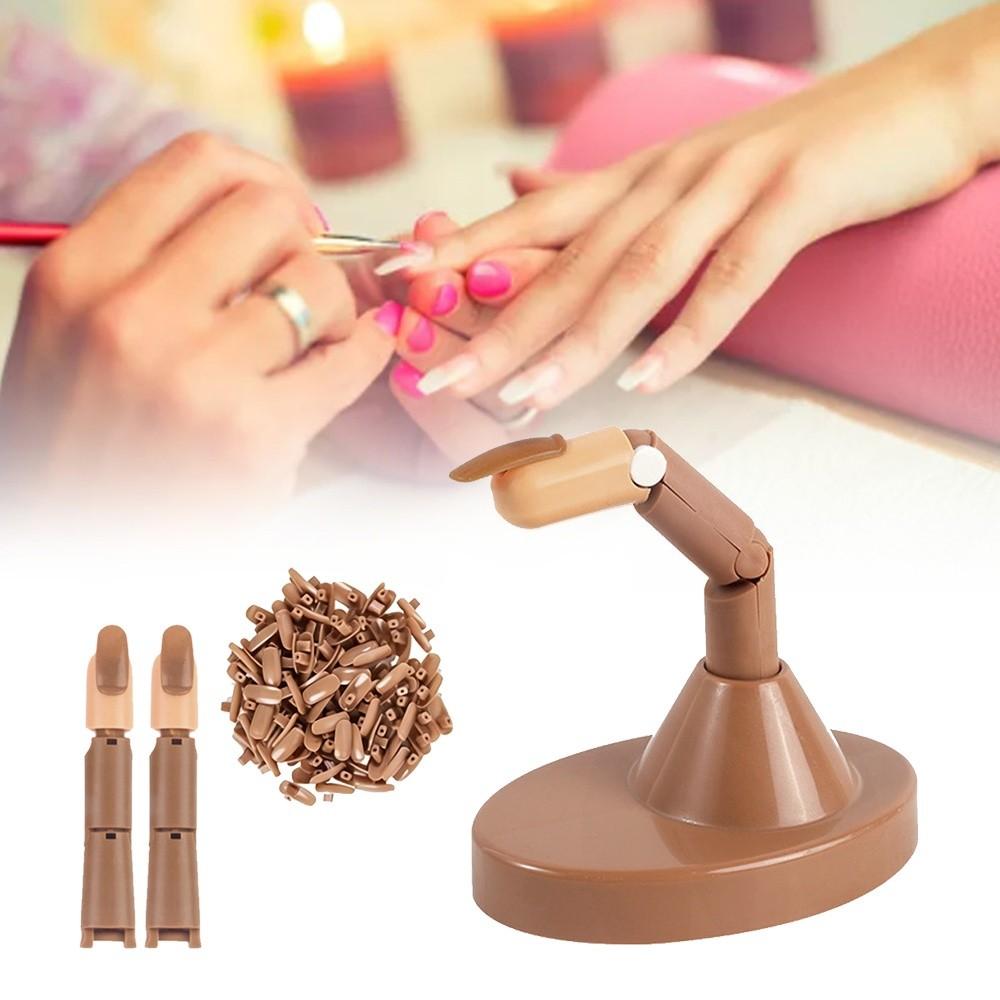 3pcs Brown Base Adjustable Nail Practice Fingers Nail Art Training