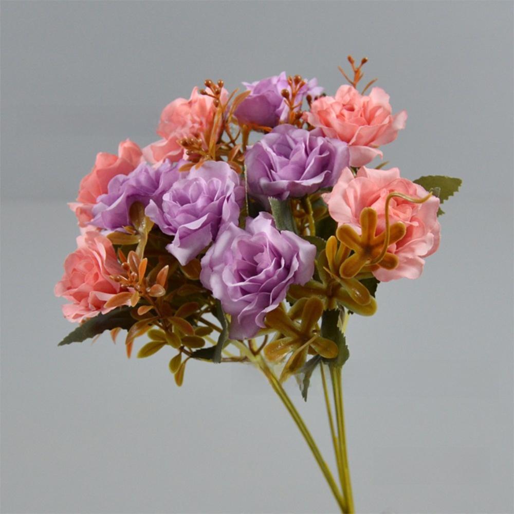 Realistic 10 Heads Artificial Rose Bouquet 32cm Silk Western-Style Floral Decor Artificial Flowers Home Decor