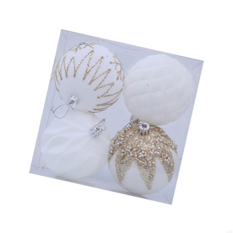 4Pcs Shimmering Christmas Baubles Shatterproof Christmas Ball Hangings Ornament For Tree Wreath Holiday Decoration