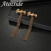 Atoztide Custom Name Earring for Women Girl Stainless Steel Jewelry Handmade Beads Flower Earring Personalized Birthday Gift