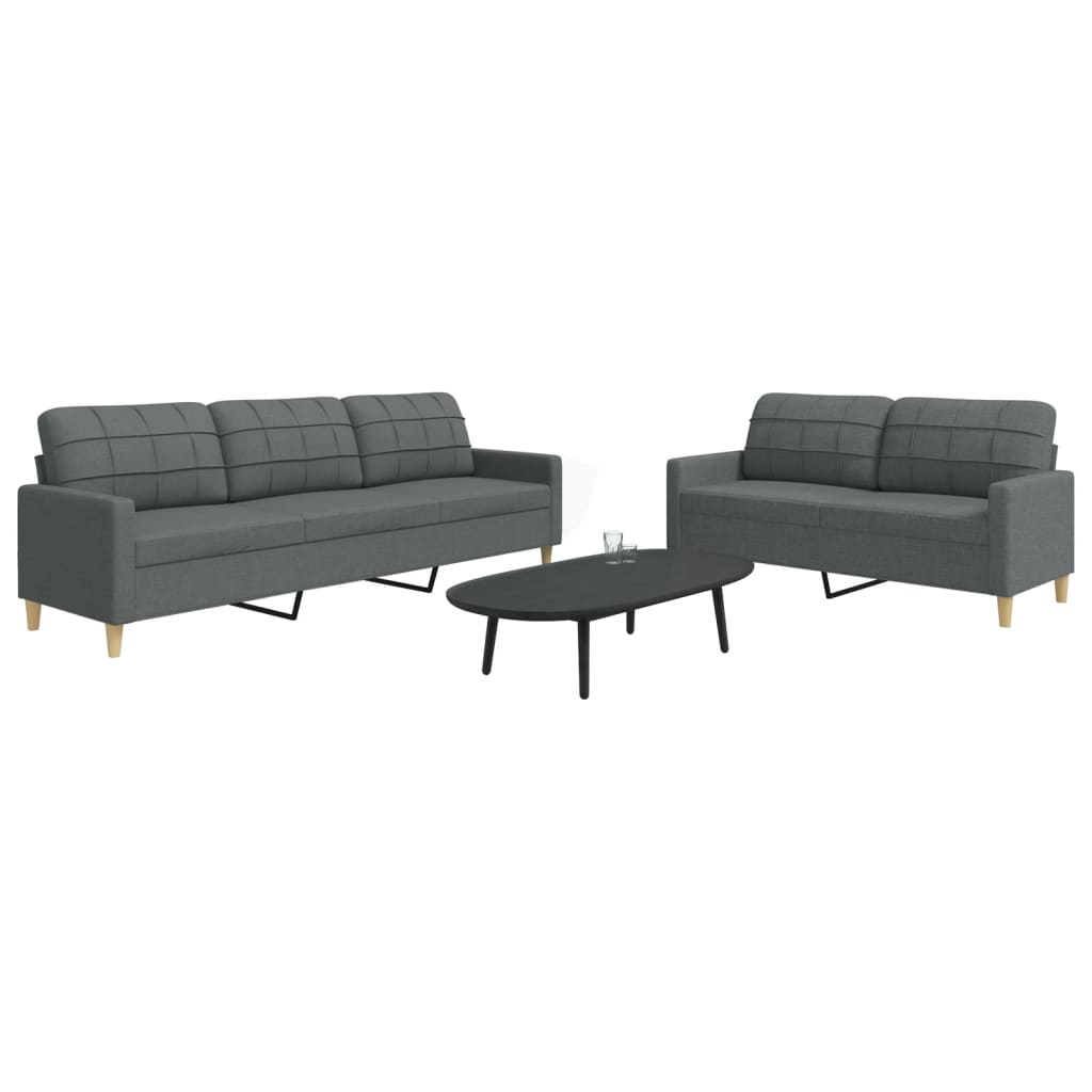 2 Piece Sofa Set Dark Grey Fabric