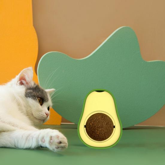 Yousheng Cat Toy Creative Teeth Cleaning Toy Rotating Avocado Catnip Ball Cat Chew Toy Pet Supplies