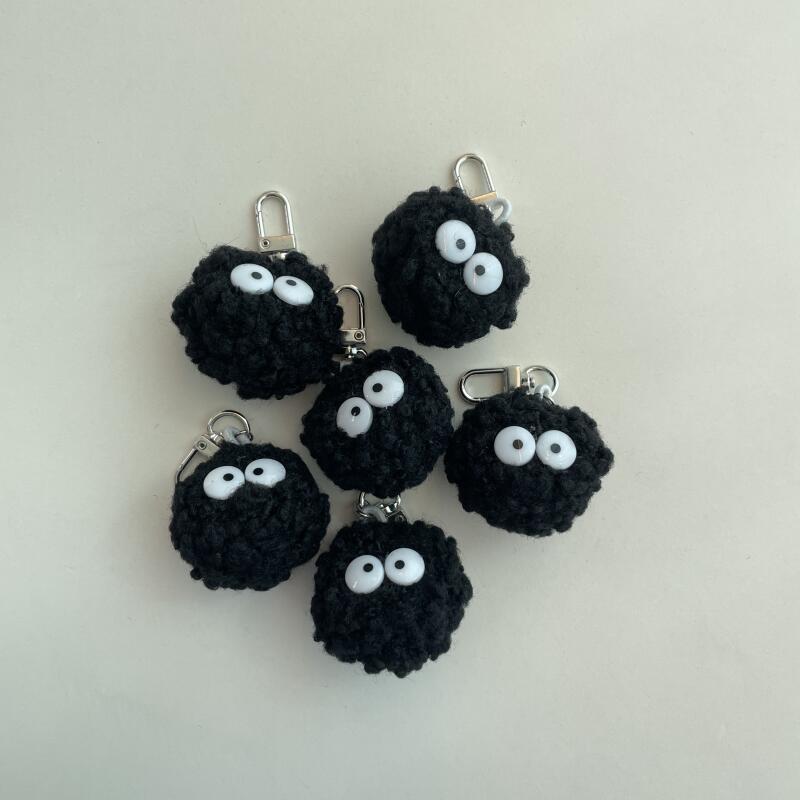 Poggle Hip Pom Pom Soft Fur Doll Useless Gift Keychain black