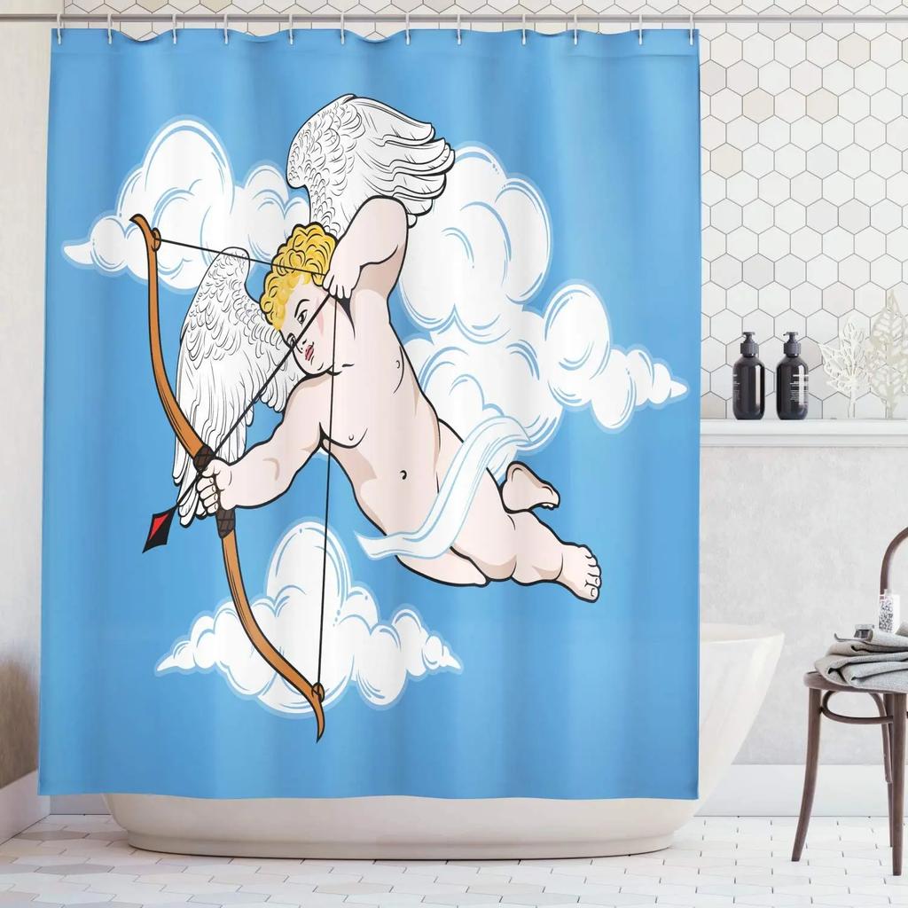 Beautiful Wing Elves Girl Shower Curtain Fantasy Enchanted Forest Bathroom Decor Deer Mushroom Flower Backdrop Hanging Curtains