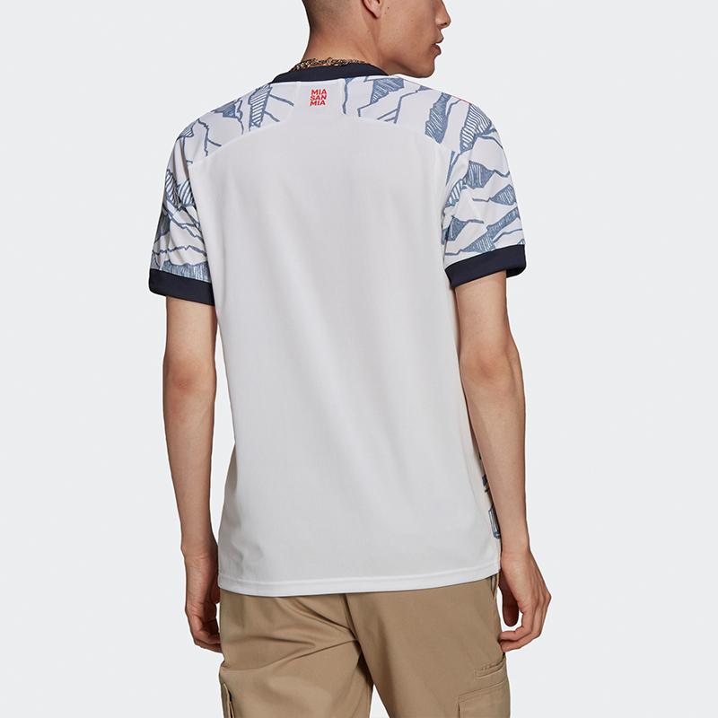 Adidas Tricou de fotbal pentru antrenament sport cu mânecă scurtă, ediție pentru fani, sezonul 2021-2022, Bayern Munchen deplasare bărbați Topuri alb GM5315