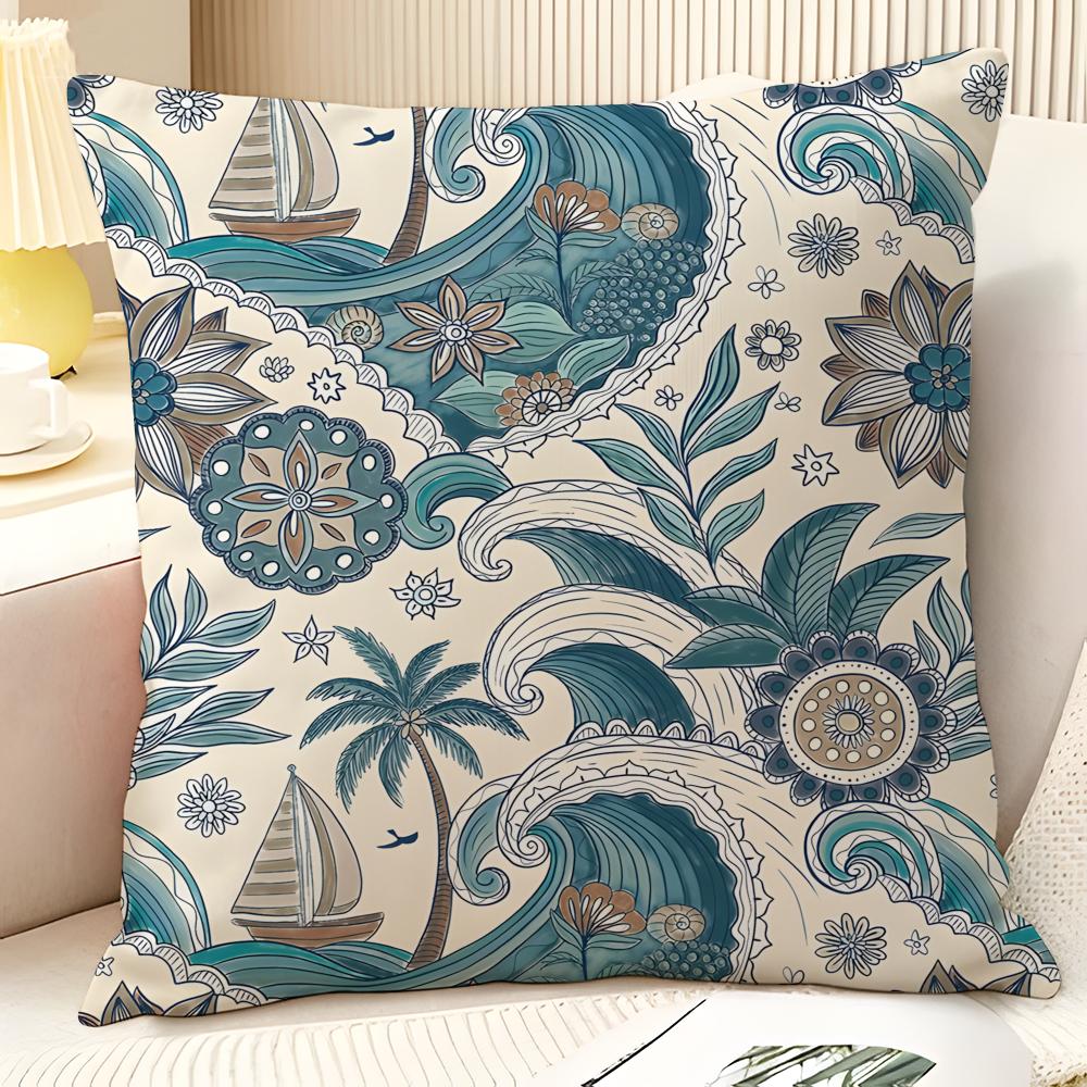Boho Style Pillow Case Natural Linen Organic Fabric DoubleSided Printing Sofa Home Decor Gift Pillow Case
