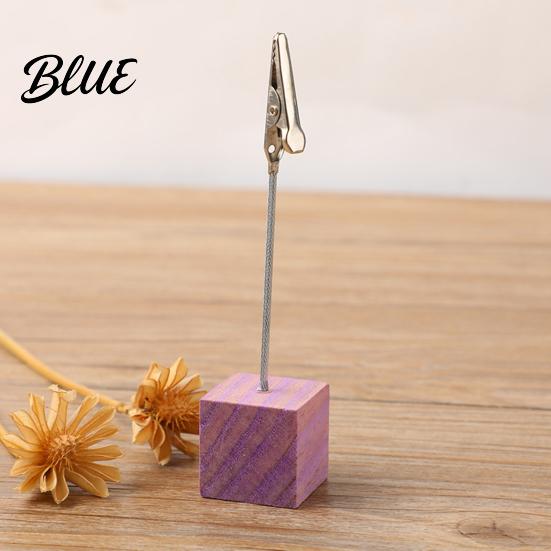 Organizzatore da scrivania per ufficio 2 pezzi Base cubica in legno Portamemo con clip Mini