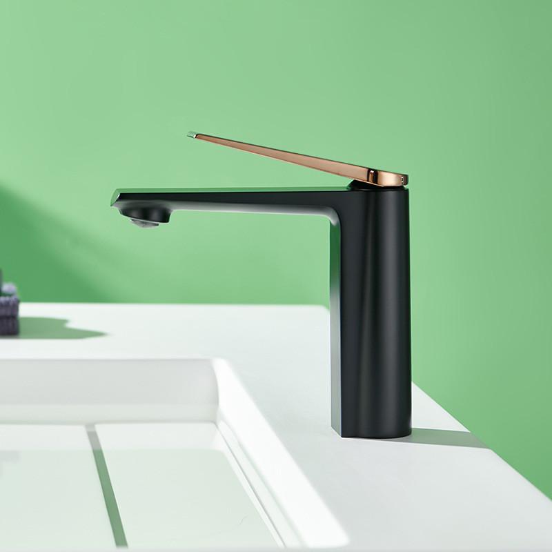 Tuqiu Gold Bathroom Faucet Gray Bathroom Basin Faucet Cold And Hot Water Mixer Sink Tap Single Handle Deck Mounted Tap