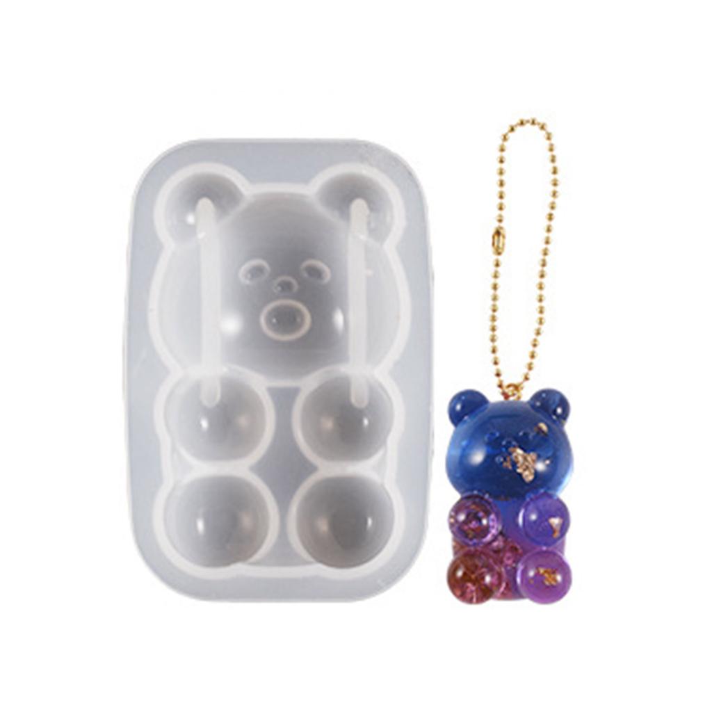 Semi-dimensional Bear Silicone Mold DIY Handmade Keychain Pendant Ornaments Crystal Epoxy Resin Molds Jewelry Crafting