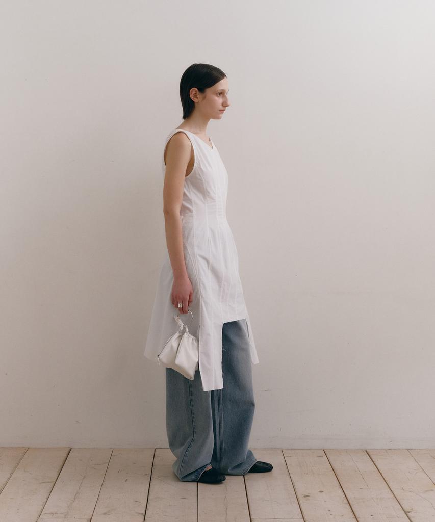 Loutaideu Damaged Cotton Dress [White]
