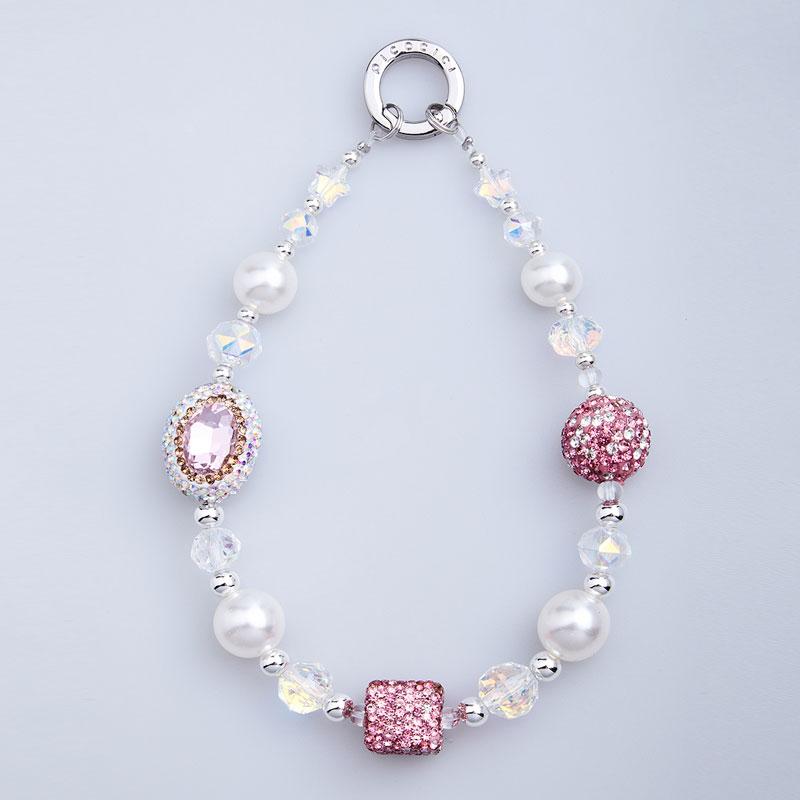 PICOCICI Mobile Phone Charm Strap Rhinestones Pearls Beads Phone Wrist Strap Lanyard