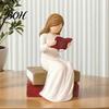 Small Ornament for Entrance Reading Girl Figurine, Hand-Painted Resin Sculpture Bookshelf Decor, Modern Hand Painted Crafts Faceless Woman Statue