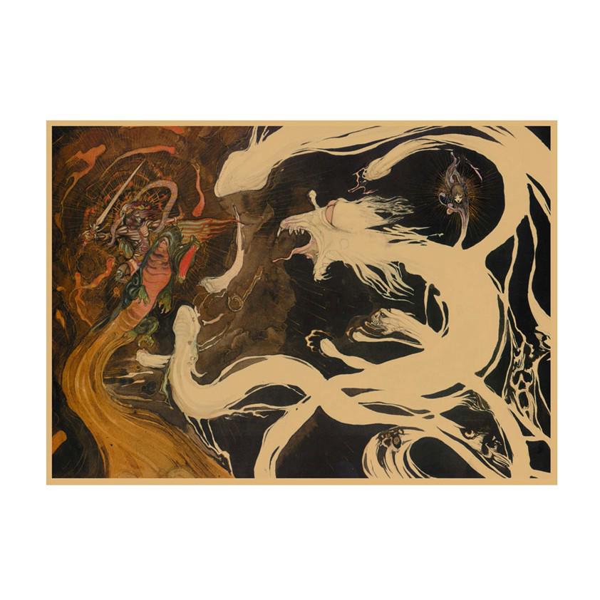 Yoshitaka Amano Retro Japanese Illustration Poster for Bar & Restaurant Wall Decor
