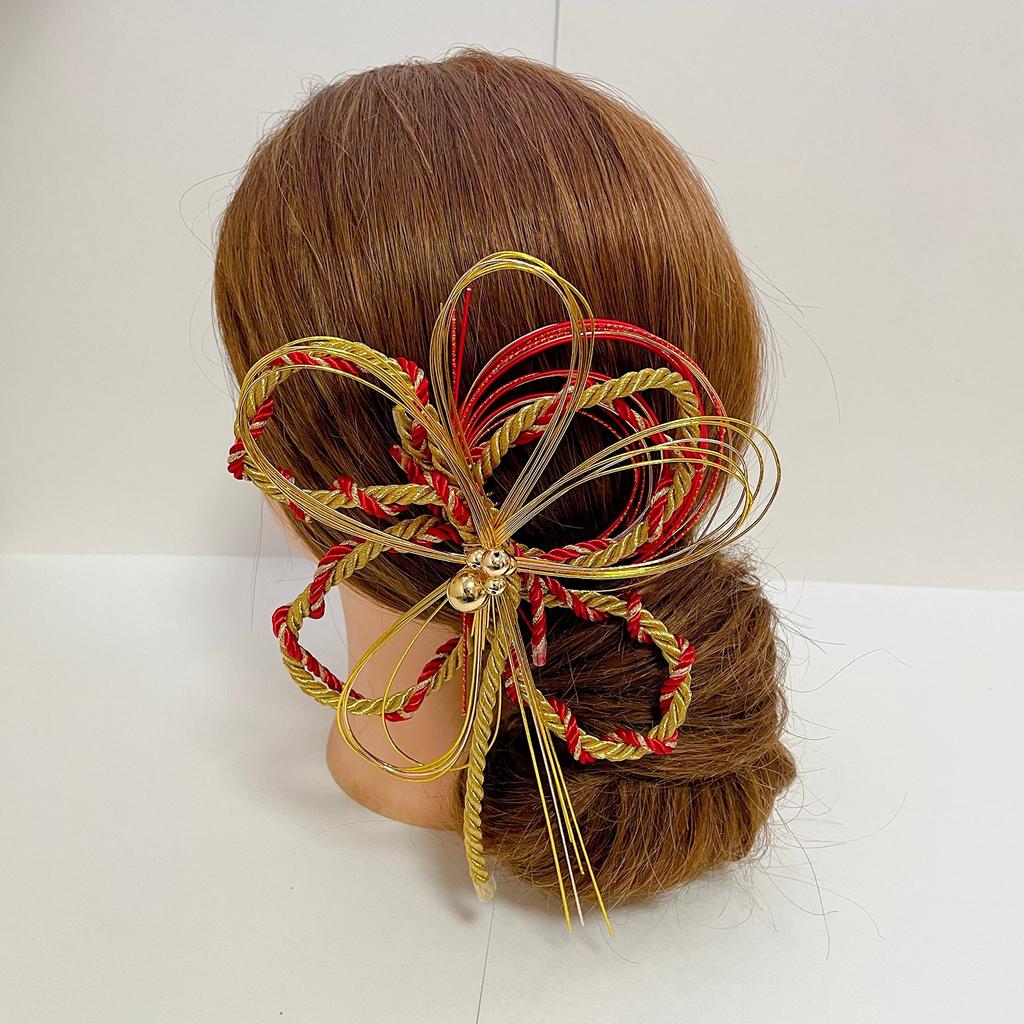 Mizuhiki Hair Red and for Hair Red Solid Head Hair Mizuhiki Ornament Ornament, Gold, Braided, Gold, Kimono, Coming-of-Age Ceremonies, Graduations,