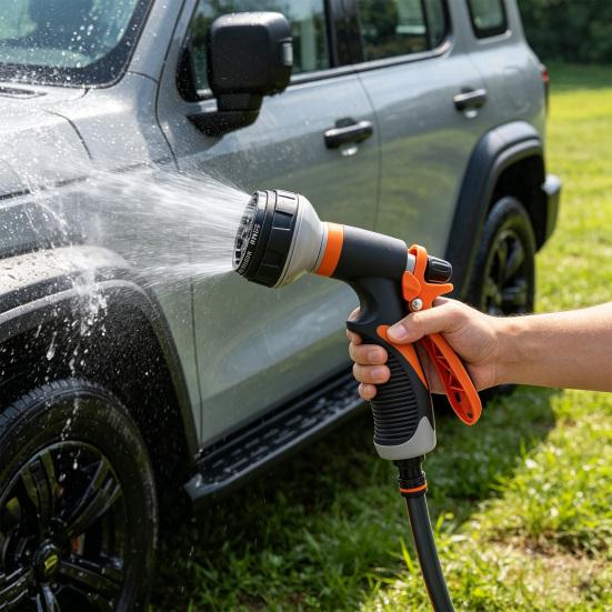 Garden Hose Nozzle, High Pressure Hose Nozzle, Heavy Duty Hand Sprayer, Adjustable Nozzle for Plants Watering Car Washing Sidewalk Cleaning