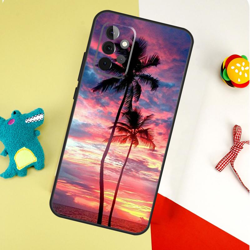 Summer Beach Sunset Palm Tree For Samsung Galaxy A22 A32 A52 A54 A34 A14 A55 A35 A15 A53 A33 A13 A05 A06 A16 Phone Case