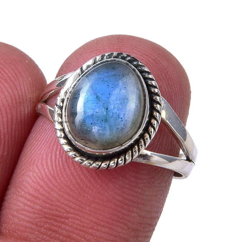 

Natural Labradorite Gemstone Handmade 925 Sterling Silver Jewelry Ring S.7 m1F13