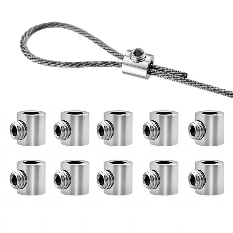 10pcs For 2mm Wire Rope Clamp  Copper Suspension Clips Single Hole Retainer Clip Adjustable Screw Fixing Hardware Accessories