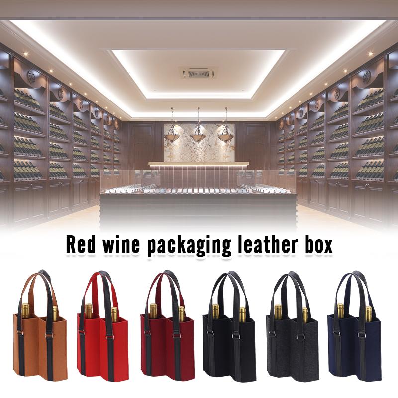 Champagne Öl Dryck Dubbelflaska Rödvin Presentpåse Filt Handtag Fickor Med Avdelare Handtag Förpackning Fallskyddspåse