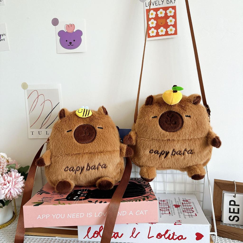 Cute cute kapibara doll small square bag girl heart student commuter storage bag capybara shoulder messenger bag