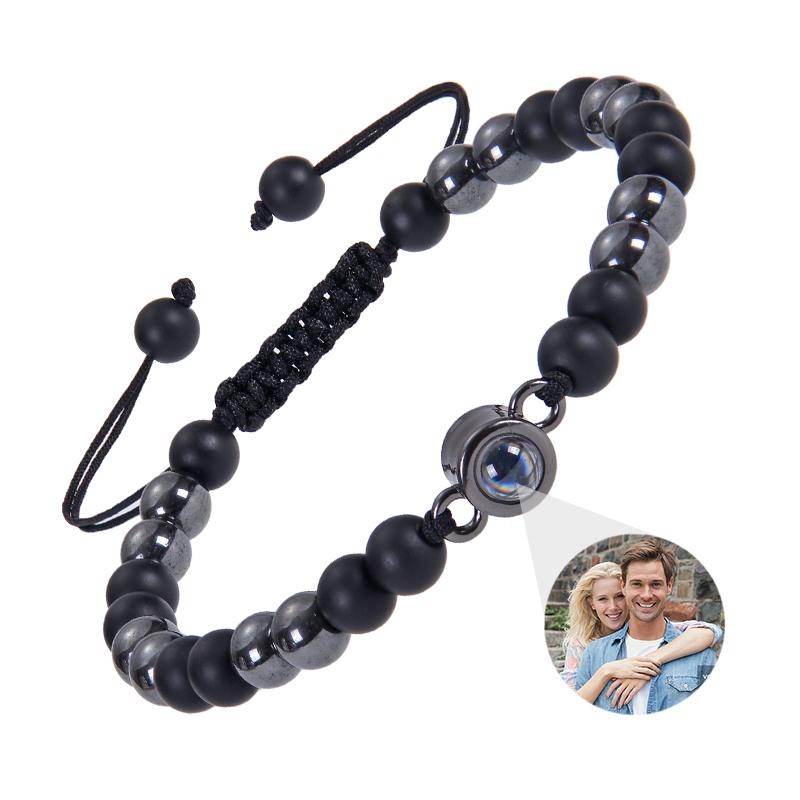 

Браслет з проекцією фото з натурального каменю Браслети Персоналізований браслет з проекцією фото Пам ять для пари Подарунок Template B&Stainless Steel