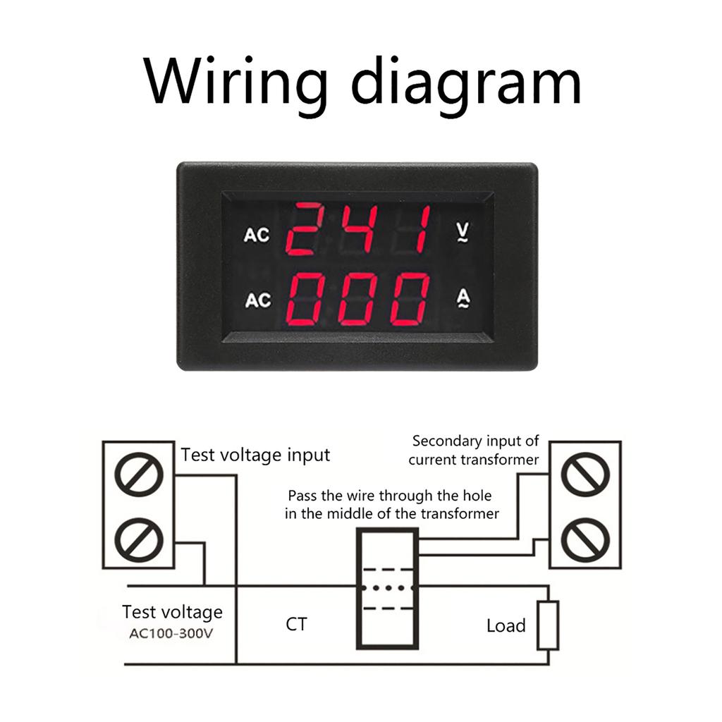 LED Digital Display AC 100.300V Voltmeter 0-100A   Meter(Red Red)