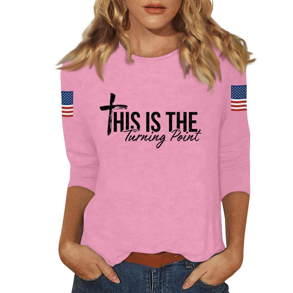 Women's Casual Fashionable Sexy Comfortable Neck Three-Quarter Sleeve Top