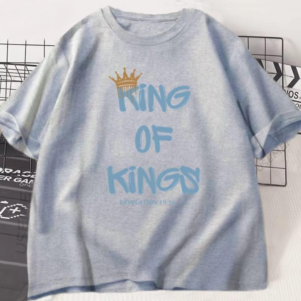 

King of Kings Print TShirt Christian Clothing Religious for Unisex Women Jesus Christ Streetwear Faith Cotton Short Sleeve Tees 3XL