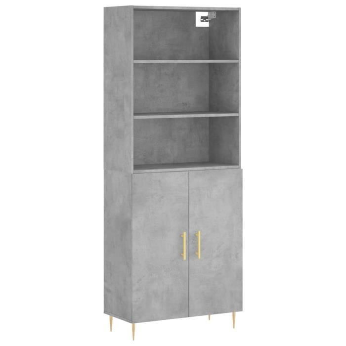 VidaXL Buffet haut Gris béton 69,5x34x180 cm Bois d'ingénierie 3189241