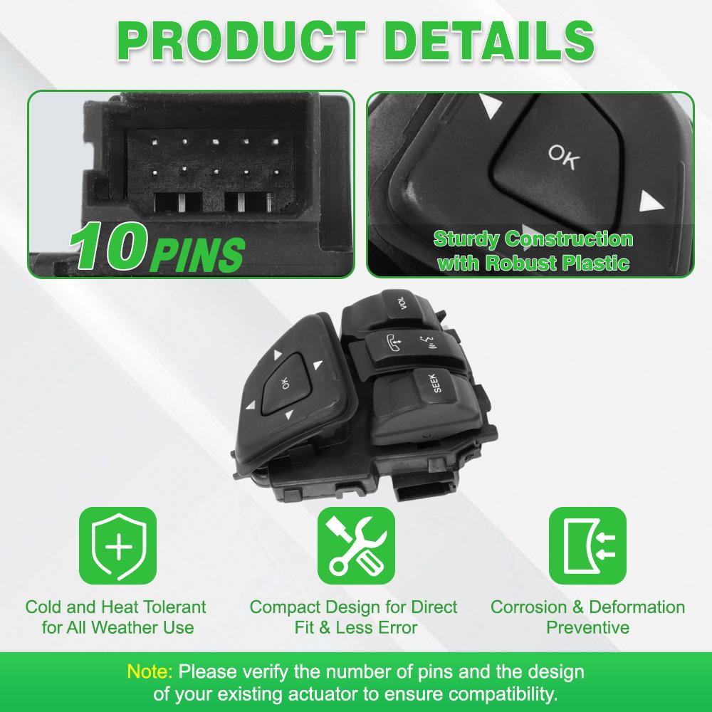 For Ford Edge Explorer Flex Cruise Control Switch Multifunction Steering Wheel Button Audio Cruise Control BT4T9E740AFW
