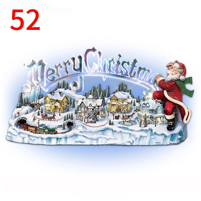 55Styles Home Decor Train Decor Rotating Sculpture Window Paste Stickers Christmas Tree
