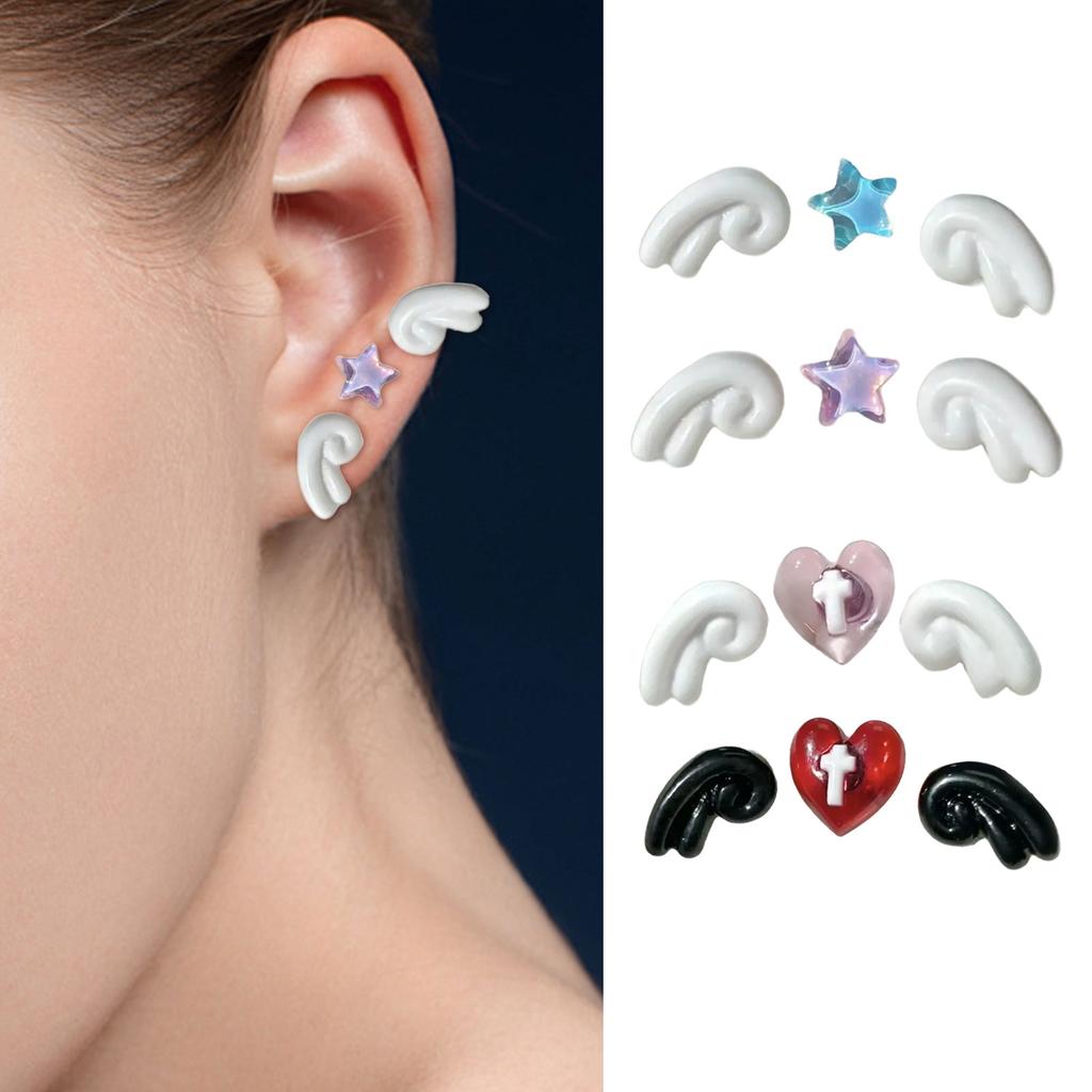 Stylish Wing and Star Cartilage Helix Tragus Studs Earrings Ear Bone Nails Body Jewelry Fashion Ear Accessories