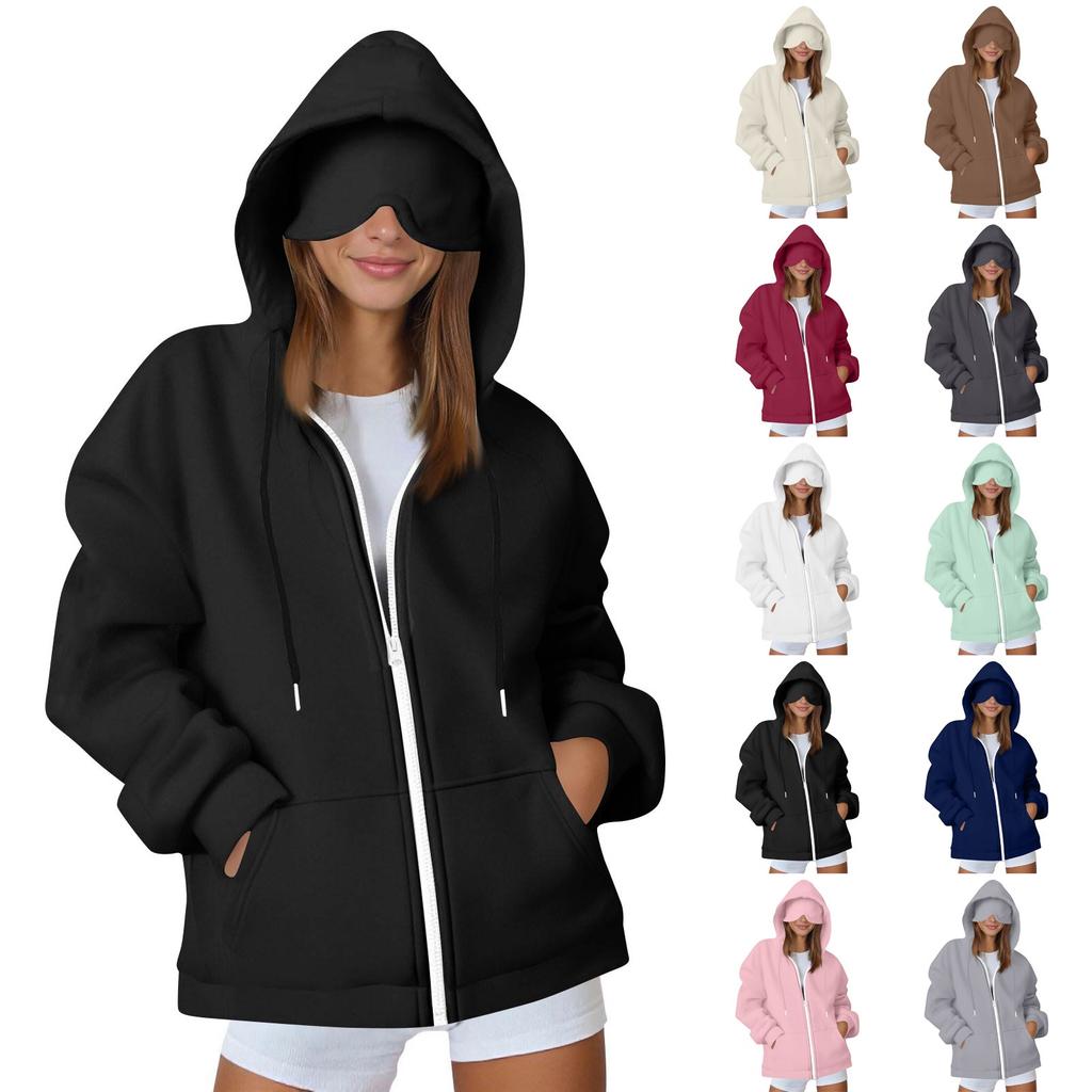 Women's And Men's Fashion Casual Sweatshirt Loose Zipper Cardigan Long Sleeve Hooded Jacket