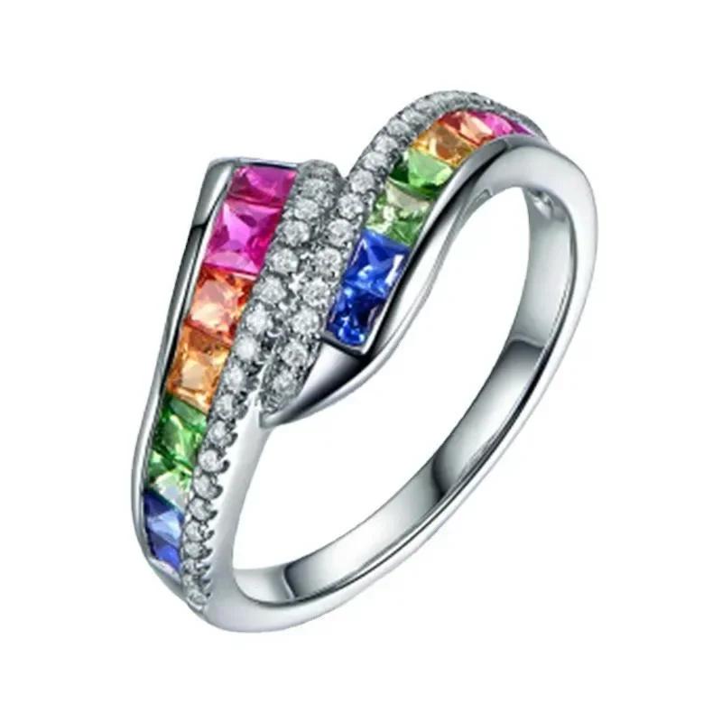 

Модні ретро червоно-зелені цирконові аксесуари, , Заручини Жіноча повсякденна каблучка з стразами 10