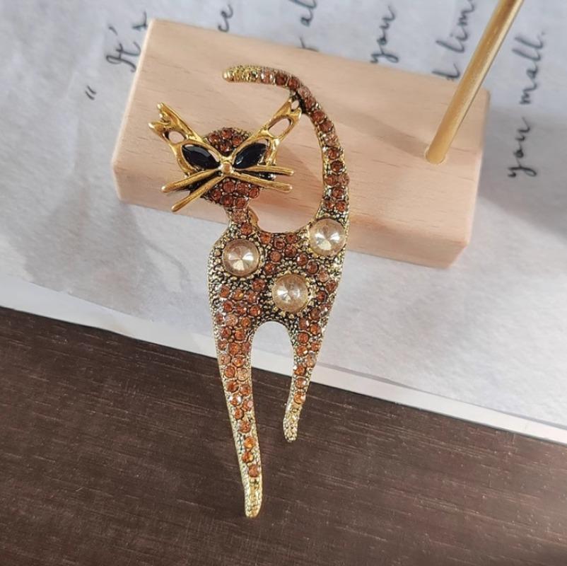 Spille Gatto Punk per Uomo Donna Vintage Strass Glitter Spille Personalizzate Gotico Gioielli Decorativi Accessori Cose Cool
