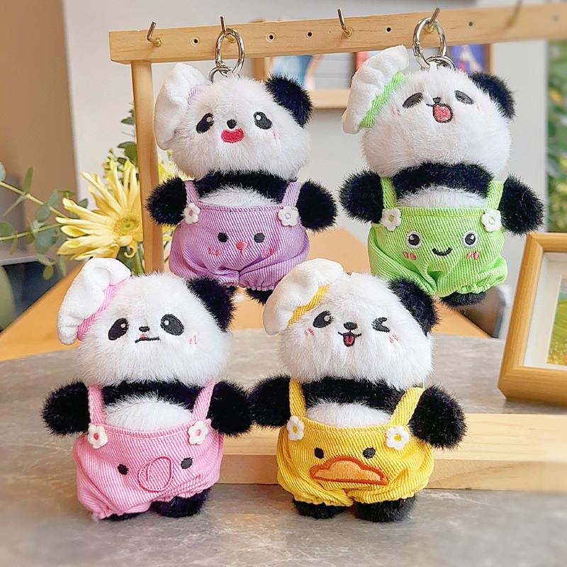 Cartoon Panda Cute Chef Plush Keychain Holder Colorful Pants Accessories Gift