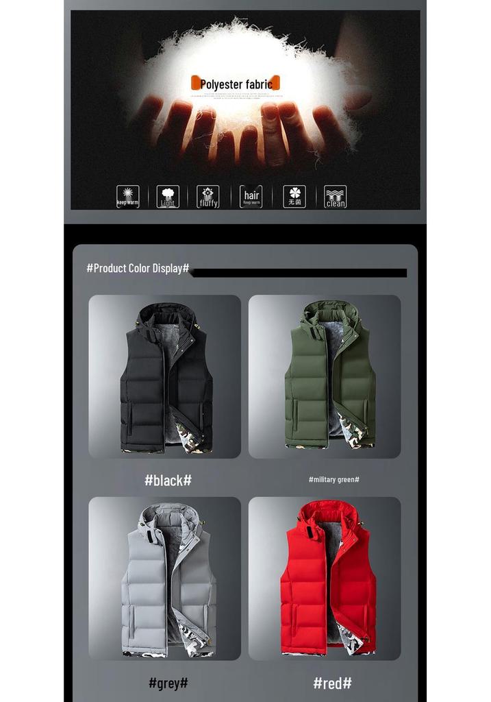 Men's Lambswool Cotton Vest, Autumn Winter, M-10XL, Plus Velvet, High-End Sports Style, Warm Plus Size Outerwear.