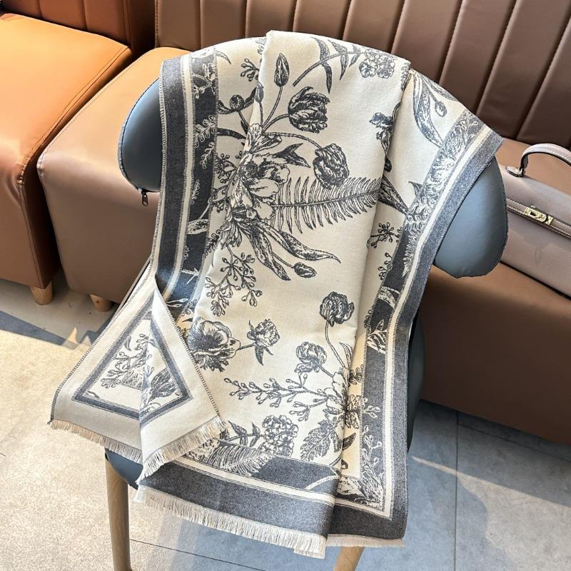 Retro flower imitation cashmere shawl women's autumn and winter travel versatile multi-functional warm scarf double-sided scarf
