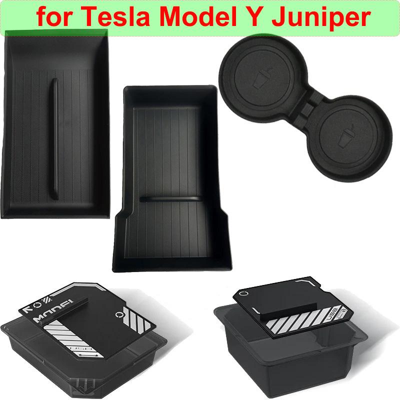 for Tesla Model Y Juniper 2025 2026 Center Console Storage Organizer Tray Y L YL Armrest Box Anti-slip Mat Techwear Accessories