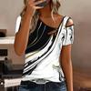 T-shirt da donna a maniche corte con stampa a forma di cuore, spalle scoperte, scollo irregolare con ritaglio, top casual estivo