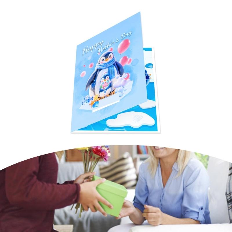 3D Penguins Popup Card Popup Gift Cards,Handmade Greetings Cards,Mother Day Cards Popup Greetings Card Birthday Card