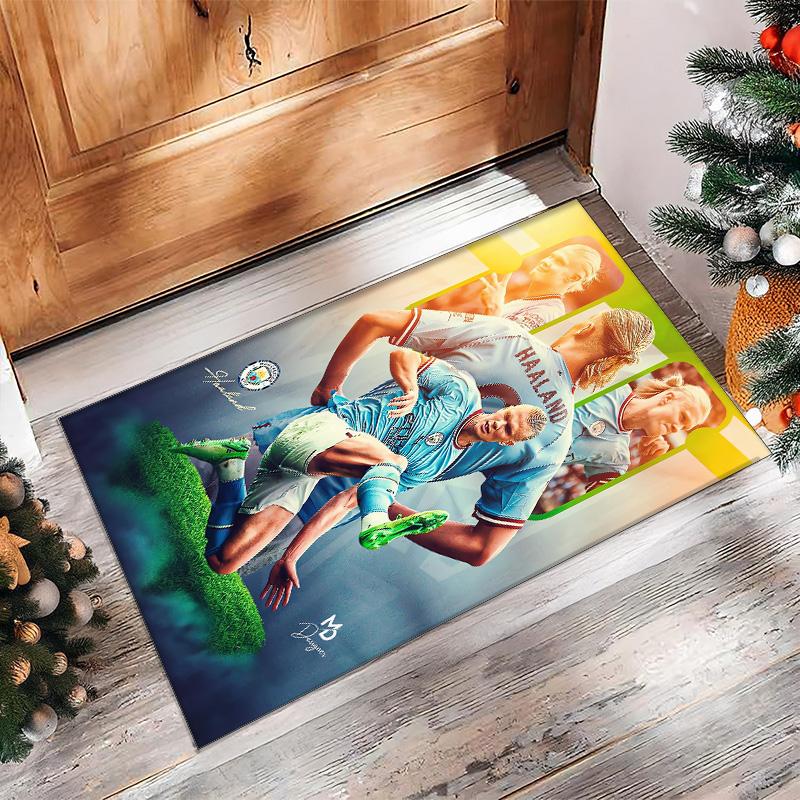 Tappeto in Flanella Stampato Erling Haaland Antiscivolo Morbido Poliestere Tappeto per Pavimento Tappetino Decorativo da Interno per Camera da Letto Soggiorno Divano