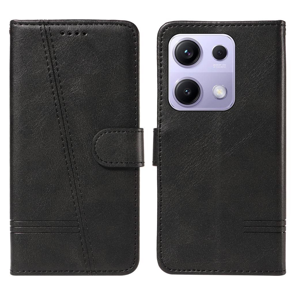 For Xiaomi Redmi Note 14S 4G/Xiaomi Poco M6 Pro 4G/Xiaomi Redmi Note 13 Pro 4G Wallet Case T-Shape Lines Leather Phone Cover Stand